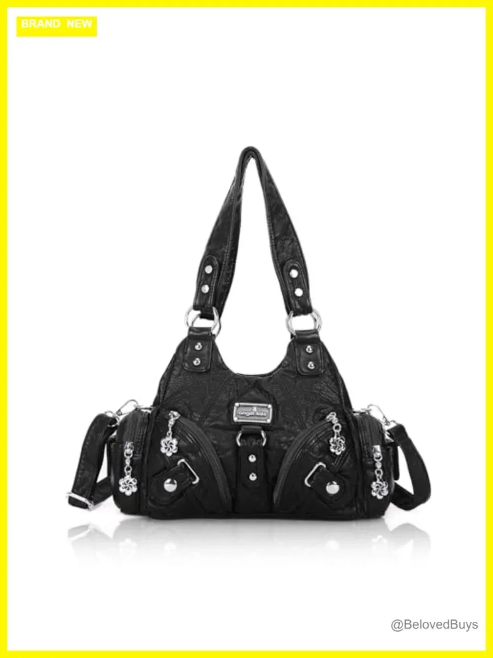 Faux Leather Hobo Shoulder Bag Multi-Pocket Tote with Zipper